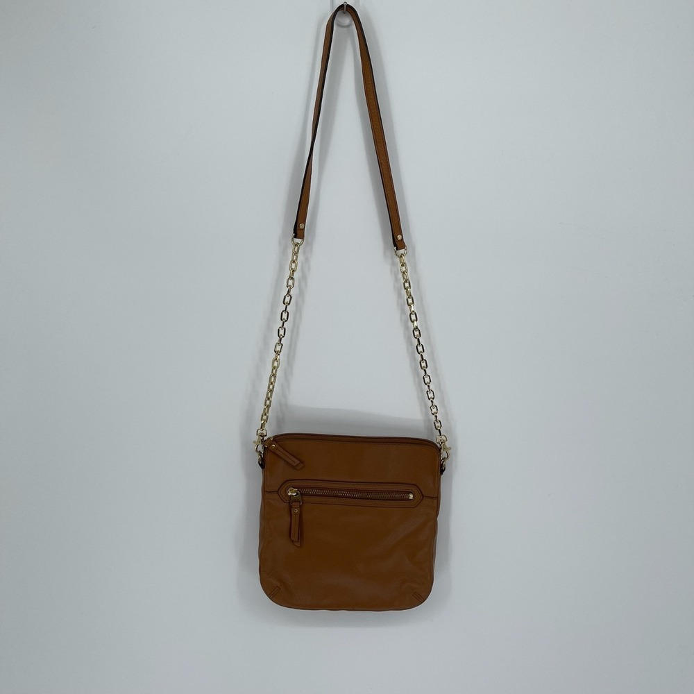Fossil Women's Brown Leather Gold Chain Small Crossbody Bag